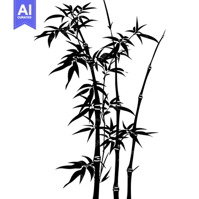 Aset premium populer: Black and White Silhouette of Bamboo Shoots