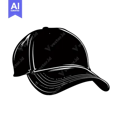 Popular premium asset: Black and White Illustration of a Baseball Cap
