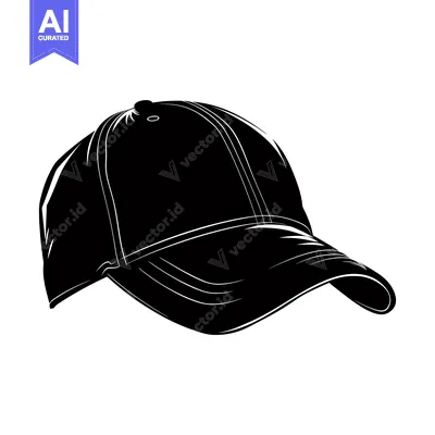 Black and White Silhouette of a Baseball Cap