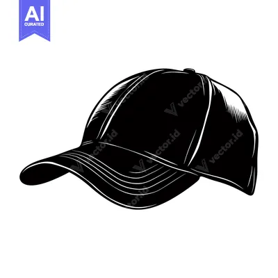 Aset premium populer: Black and White Illustration of a Baseball Cap