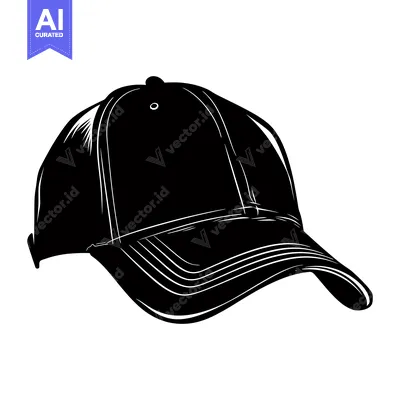 Popular premium asset: Black and White Illustration of a Baseball Cap