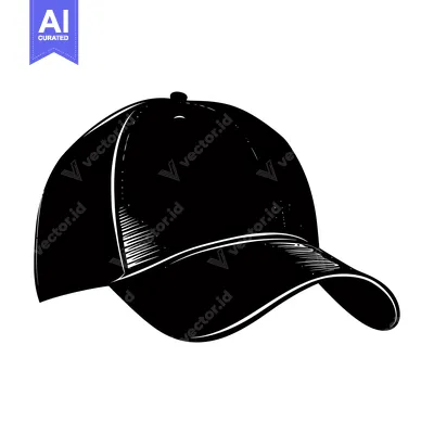 Aset premium populer: Black and White Illustration of a Baseball Cap
