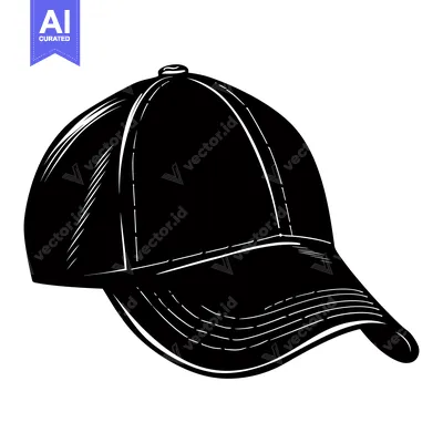 Aset premium populer: Black and White Line Drawing of a Baseball Cap