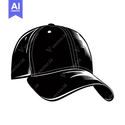 Popular premium asset: A black and white illustration of a baseball cap