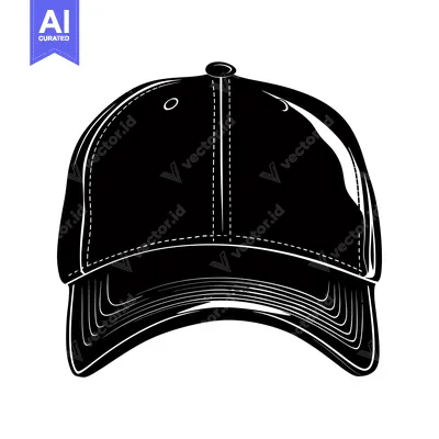 Aset desain premium: Black and White Silhouette of a Baseball Cap