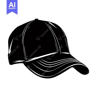 Premium design asset: Black and White Silhouette of a Baseball Cap