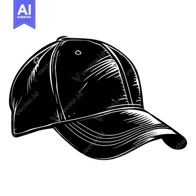 Aset desain premium: Black and White Illustration of a Baseball Cap
