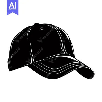Popular premium asset: Black and white silhouette of a baseball cap