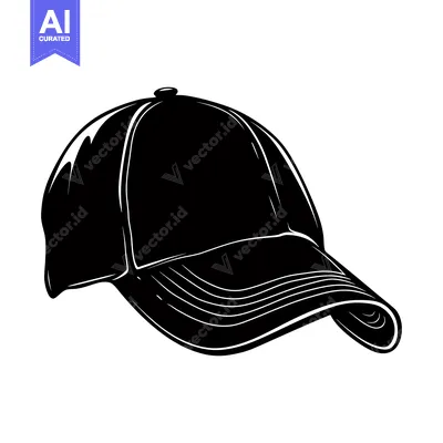 Black and White Silhouette of a Baseball Cap