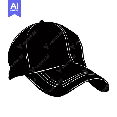 Popular premium asset: Black and White Silhouette of a Baseball Cap