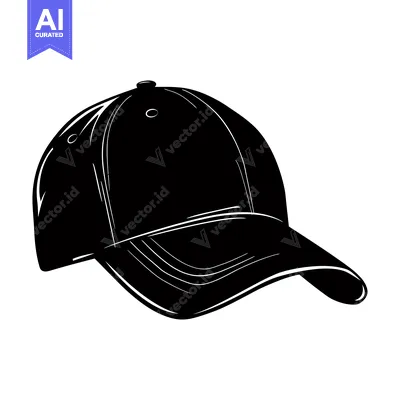 Aset premium populer: A Black and White Silhouette of a Baseball Cap