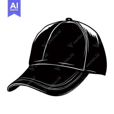Aset desain premium: A Black and White Silhouette of a Baseball Cap