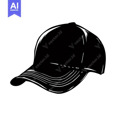 Aset desain premium: Black and White Silhouette of a Baseball Cap