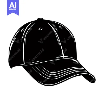 Aset premium populer: A black and white silhouette of a baseball cap