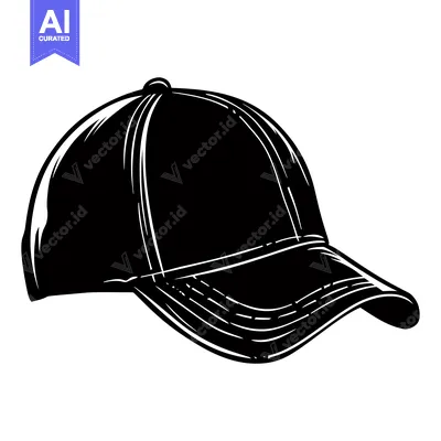 Aset desain premium: A Black and White Illustration of a Baseball Cap