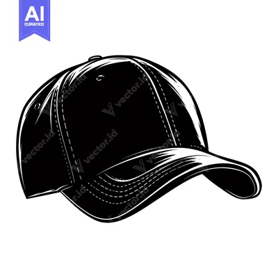 Aset desain premium: Black and White Illustration of a Baseball Cap