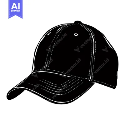 Premium design asset: Black and white silhouette of a baseball cap