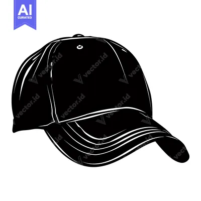 Popular premium asset: Black and White Silhouette of a Baseball Cap