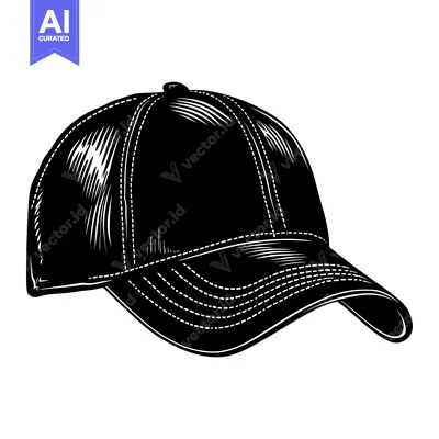 Black and White Illustration of a Baseball Cap