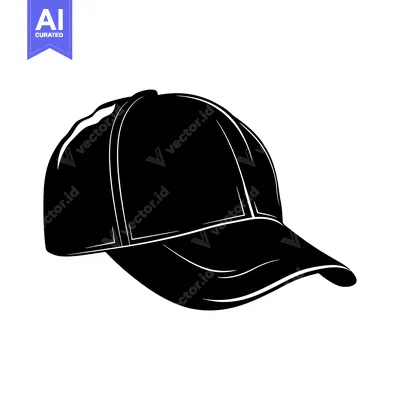 Aset premium populer: Black and White Silhouette of a Baseball Cap