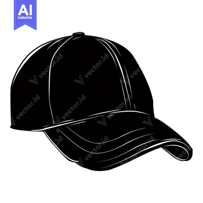 Aset premium populer: Black and White Silhouette of a Baseball Cap