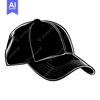 Aset premium populer: Black and White Illustration of a Baseball Cap