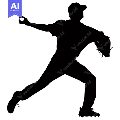 Aset premium populer: Silhouette of a Baseball Pitcher Throwing a Ball