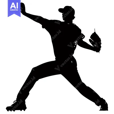 Popular premium asset: A silhouette of a baseball pitcher throwing a pitch