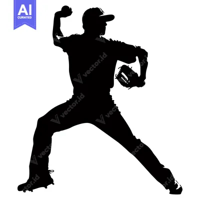 Popular premium asset: Silhouette of a Baseball Pitcher Throwing a Ball