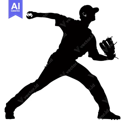 Premium design asset: Silhouette of a baseball pitcher throwing a ball
