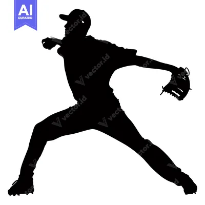 Aset premium populer: Silhouette of a Baseball Pitcher Throwing a Pitch