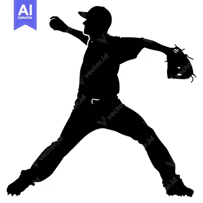 Aset premium populer: Silhouette of a Baseball Pitcher Throwing a Pitch
