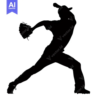 Popular premium asset: Silhouette of a Baseball Pitcher in Mid-Throw