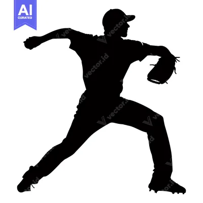 Aset premium populer: Silhouette of a Baseball Pitcher Throwing a Pitch