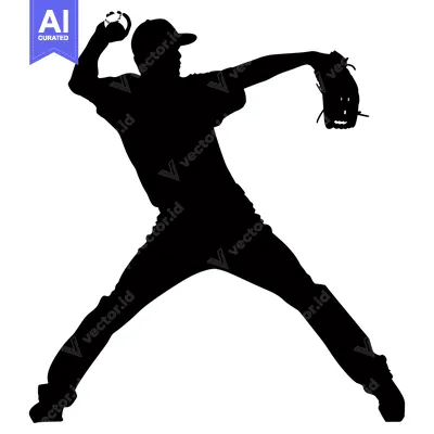 Premium design asset: Silhouette of a Baseball Pitcher Throwing a Ball