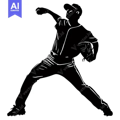 Aset premium populer: Silhouette of a Baseball Pitcher Throwing a Pitch