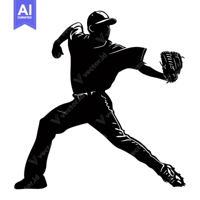 Premium design asset: Silhouette of a baseball pitcher throwing a ball