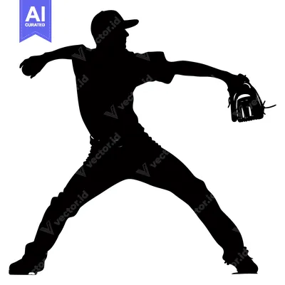 Popular premium asset: Silhouette of a baseball pitcher throwing a ball