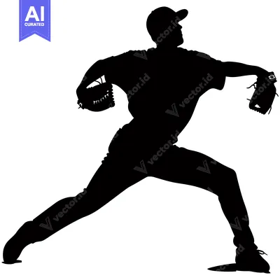Aset premium populer: Silhouette of a Baseball Pitcher Throwing a Pitch