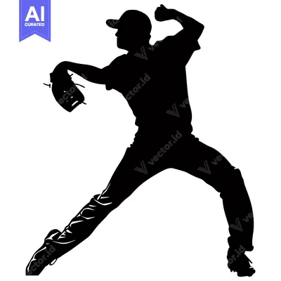 Popular premium asset: Silhouette of a Baseball Pitcher in Throwing Motion