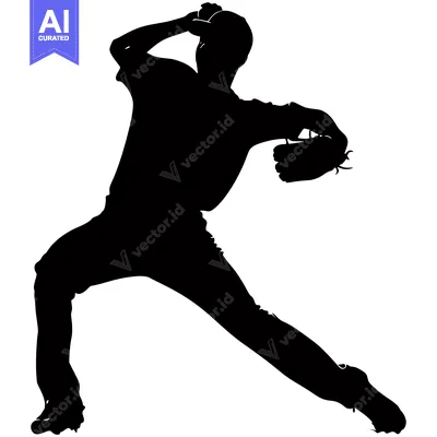 Premium design asset: Silhouette of a Baseball Player Throwing a Ball
