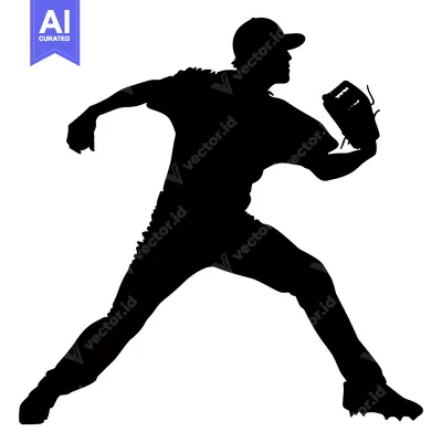 Aset desain premium: Baseball Player Silhouette in a Pitching Stance