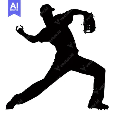 Aset premium populer: Silhouette of a Baseball Pitcher Throwing a Pitch