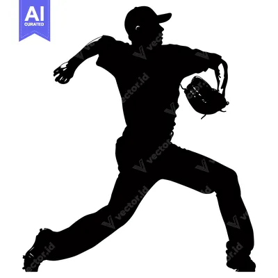Silhouette of a Baseball Pitcher Throwing a Ball