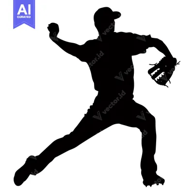 Aset premium populer: Silhouette of a Baseball Pitcher Throwing a Pitch