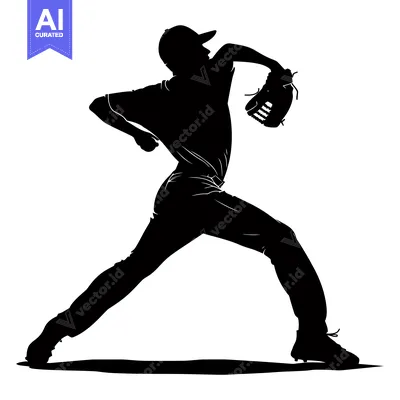 Aset premium populer: Silhouette of a Baseball Pitcher Throwing a Pitch