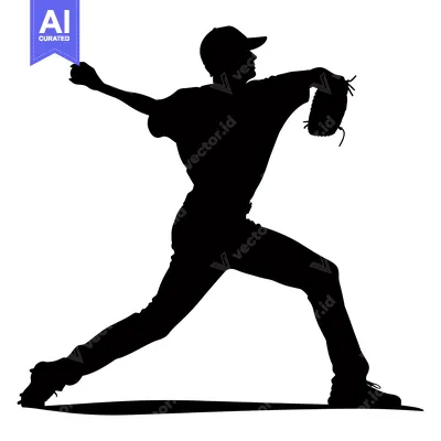 Premium design asset: Silhouette of a baseball pitcher throwing a pitch