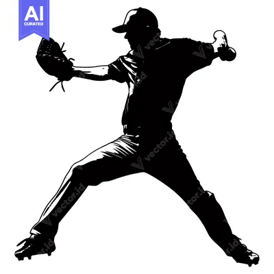 Silhouette of a Baseball Pitcher in Action