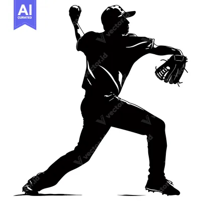 Aset premium populer: Silhouette of a Baseball Pitcher Throwing a Pitch