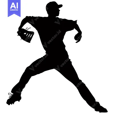 Silhouette of a Baseball Pitcher in Mid-Throw